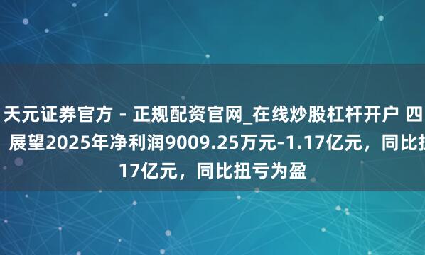 天元证券官方 - 正规配资官网_在线炒股杠杆开户 四维图新：展望2025年净利润9009.25万元-1.17亿元，同比扭亏为盈