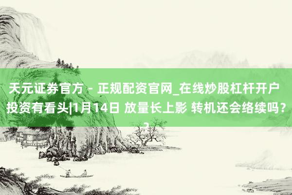 天元证券官方 - 正规配资官网_在线炒股杠杆开户 投资有看头|1月14日 放量长上影 转机还会络续吗？
