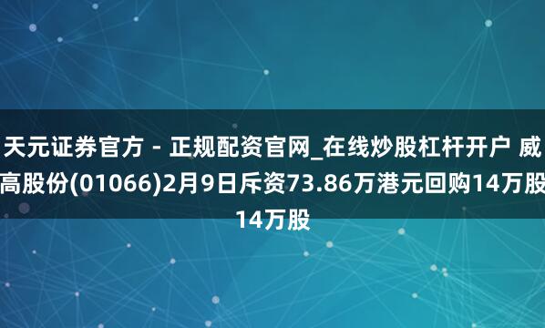 天元证券官方 - 正规配资官网_在线炒股杠杆开户 威高股份(01066)2月9日斥资73.86万港元回购14万股
